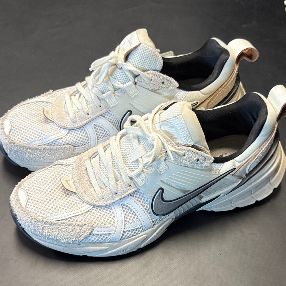 Nike Cream and Black Athletic Shoes